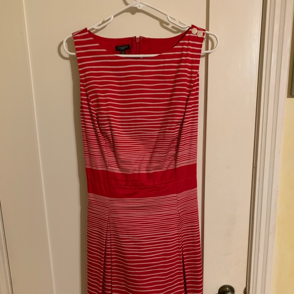 Red and white sleeveless dress